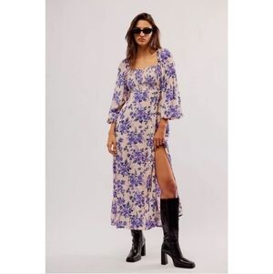 Free People iris combo floral long sleeve midi dress